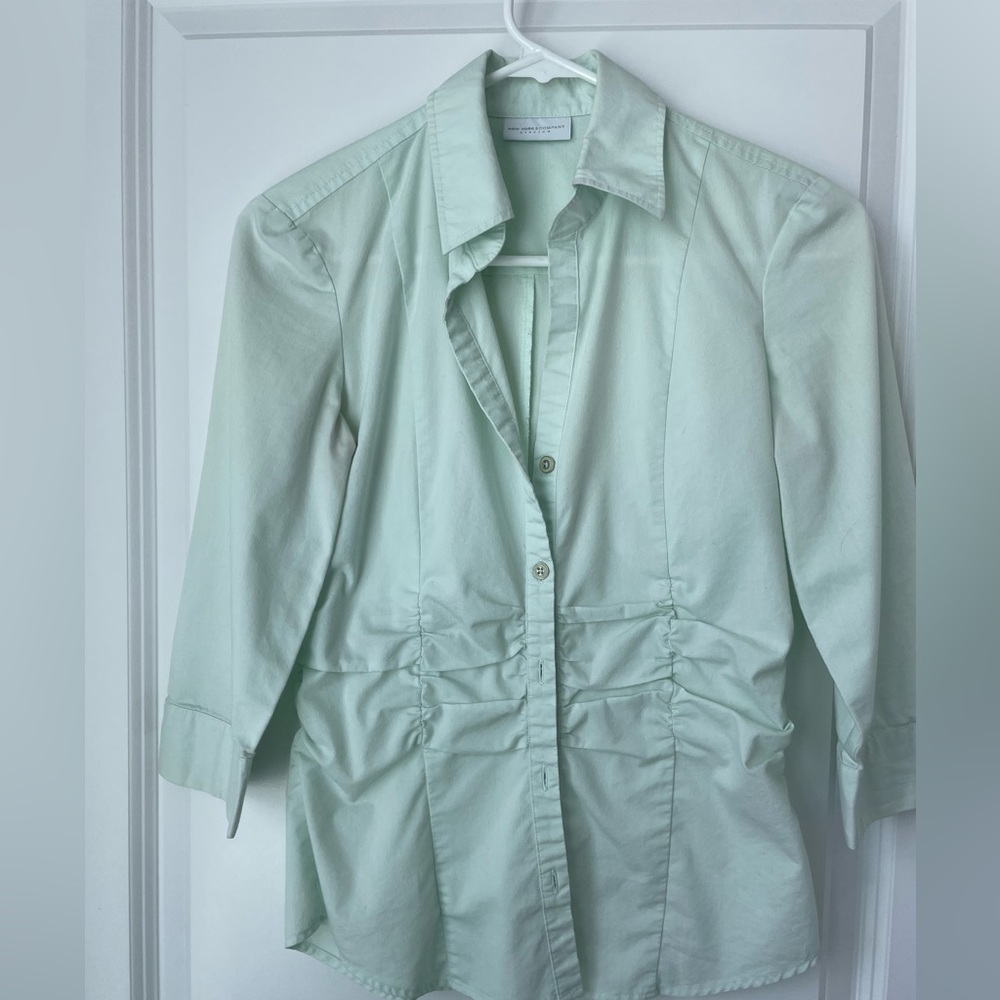 Mint green button down shirt